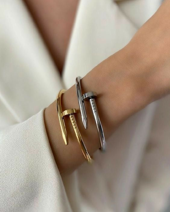 Golden nail stainless bracelet