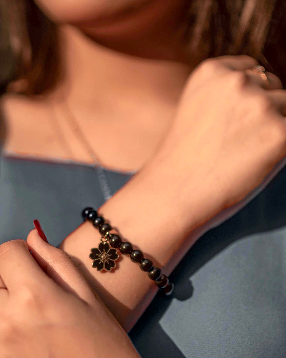 Black flower bracelet