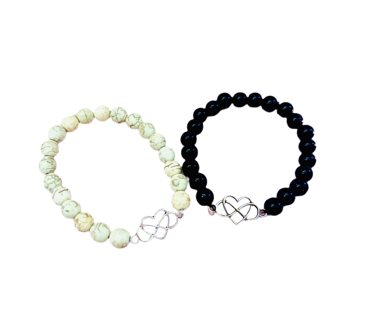 Infinity heart pair bracelets