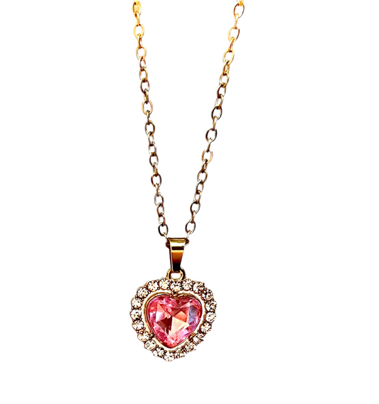 Pink heart necklace