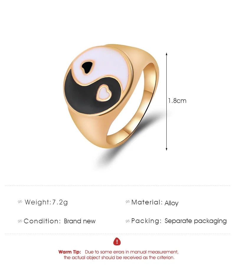 Heart yin yang Ring