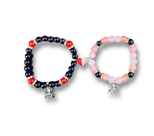 Spider man pair bracelets black and pink