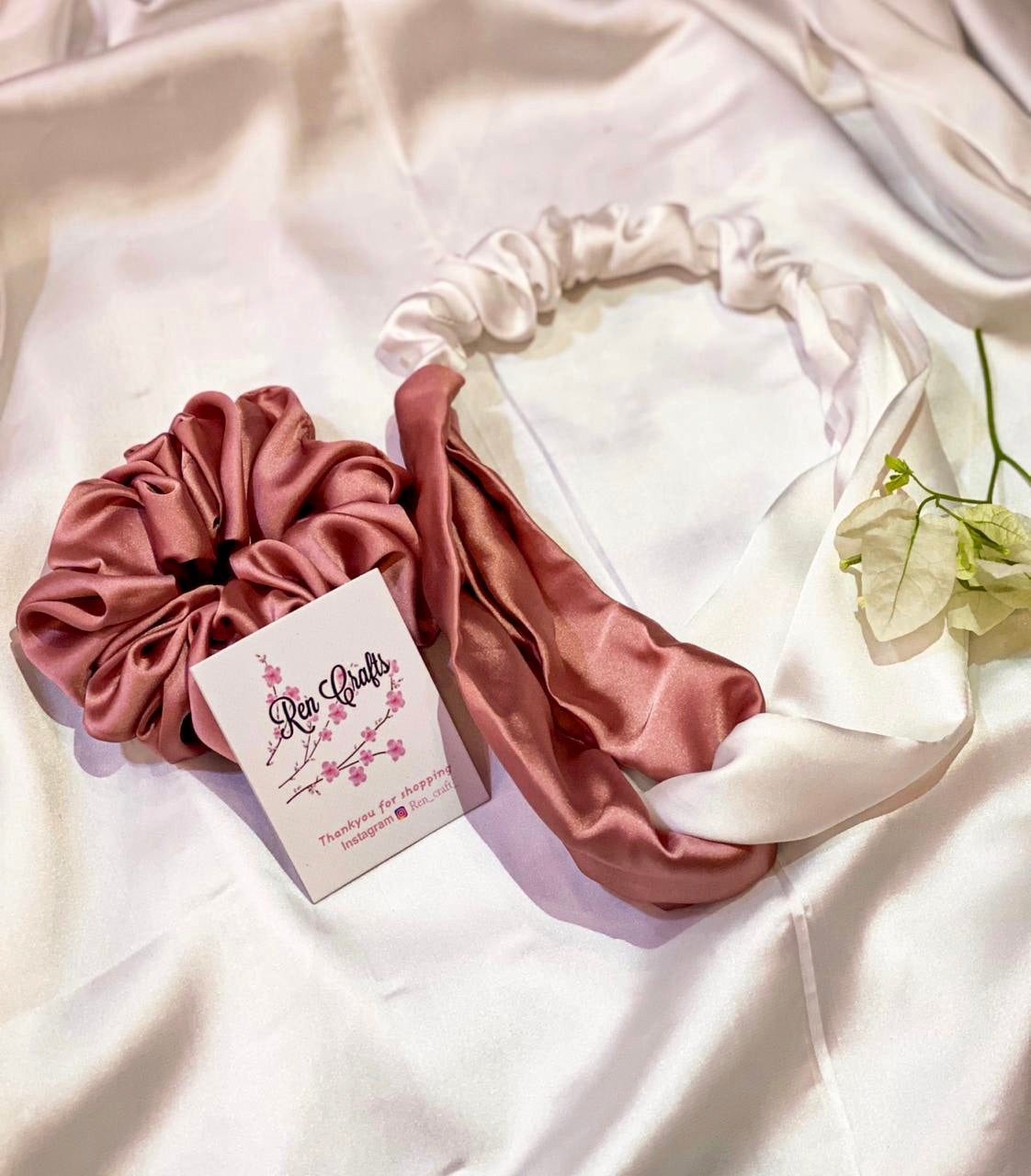 Two tone headband / matching scrunchy