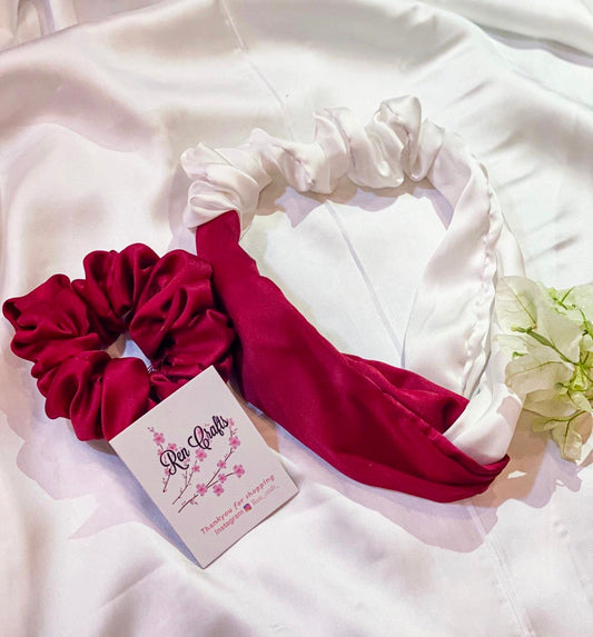 Two tone headband / matching scrunchy