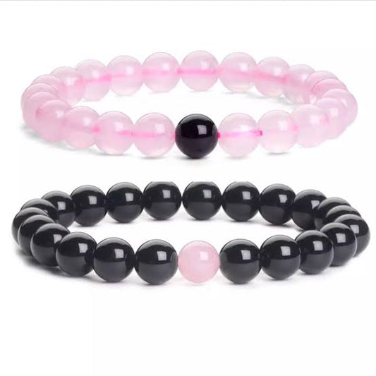 Pink / black basic stone bracelet